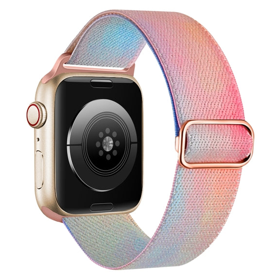 For Apple Watch 7 45mm Painted Pattern Nylon Replacement Watch Band(Symphony Aurora)