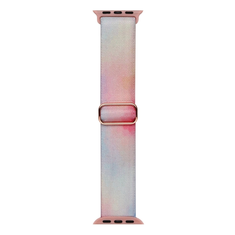 For Apple Watch 7 45mm Painted Pattern Nylon Replacement Watch Band(Symphony Aurora)