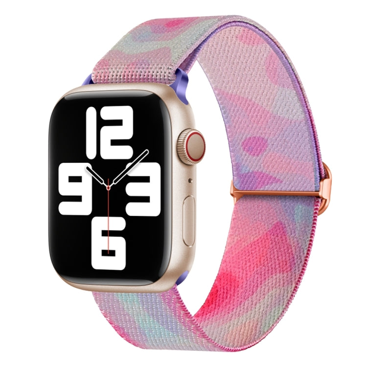 For Apple Watch 6 40mm Painted Pattern Nylon Replacement Watch Band(Ladder Purple Blue) - Watch Bands by PMC TechLife | Online Shopping South Africa | PMC TechLife