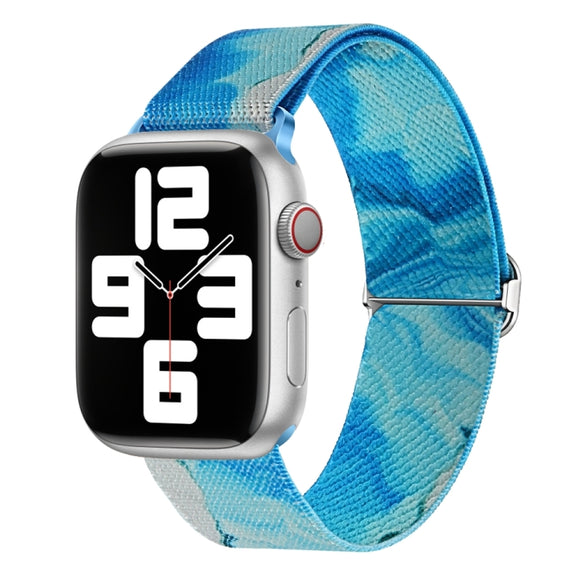 For Apple Watch 42mm Painted Pattern Nylon Replacement Watch Band(Ocean Blue)