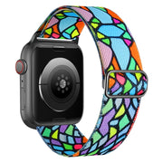 For Apple Watch 38mm Painted Pattern Nylon Replacement Watch Band(Geometric Rainbow)