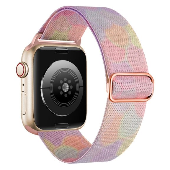 For Apple Watch SE 2023 44mm Painted Pattern Nylon Replacement Watch Band(Symphony Bubbles)
