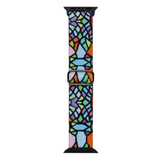 For Apple Watch SE 2023 44mm Painted Pattern Nylon Replacement Watch Band(Geometric Rainbow)
