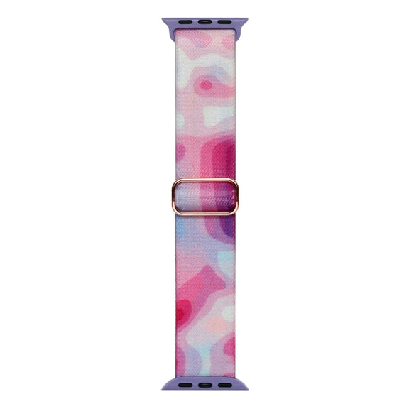 For Apple Watch 9 45mm Painted Pattern Nylon Replacement Watch Band(Ladder Purple Blue)