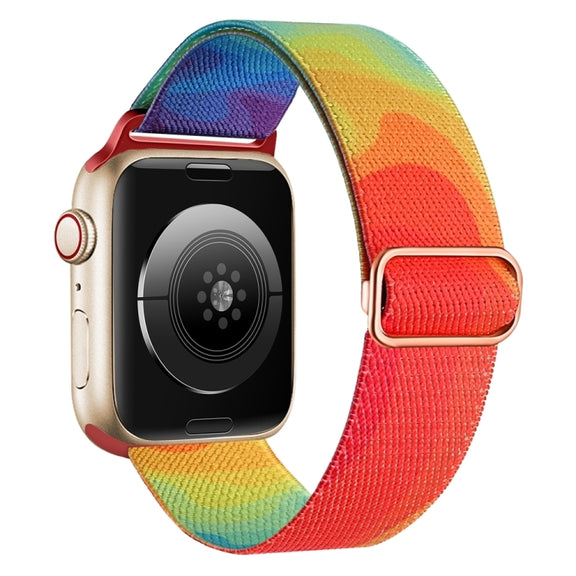 For Apple Watch 9 41mm Painted Pattern Nylon Replacement Watch Band(Liquid Colorful)