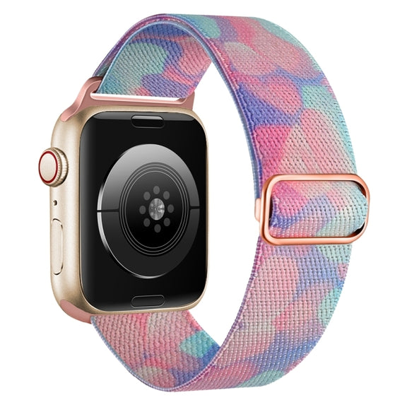 For Apple Watch 9 41mm Painted Pattern Nylon Replacement Watch Band(Water Fluid)