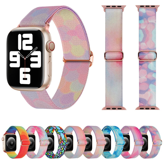 For Apple Watch 2 42mm Painted Pattern Nylon Replacement Watch Band(Liquid Colorful)