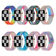 For Apple Watch 9 41mm Painted Pattern Nylon Replacement Watch Band(Symphony Aurora)