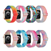 For Apple Watch SE 44mm Painted Pattern Nylon Replacement Watch Band(Water Fluid)