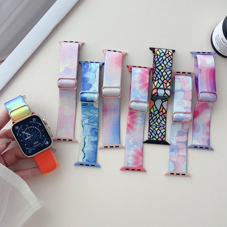 For Apple Watch 6 44mm Painted Pattern Nylon Replacement Watch Band(Symphony Aurora) - Watch Bands by PMC TechLife | Online Shopping South Africa | PMC TechLife