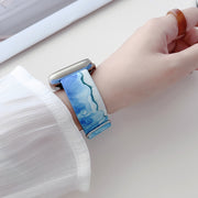 For Apple Watch 38mm Painted Pattern Nylon Replacement Watch Band(Geometric Rainbow)