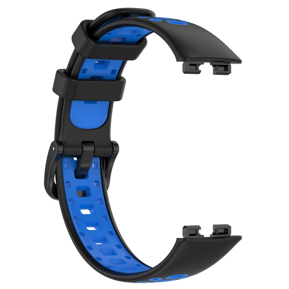 For Huawei Band 8 Two Color Silicone Replacement Watch Band(Black Blue)