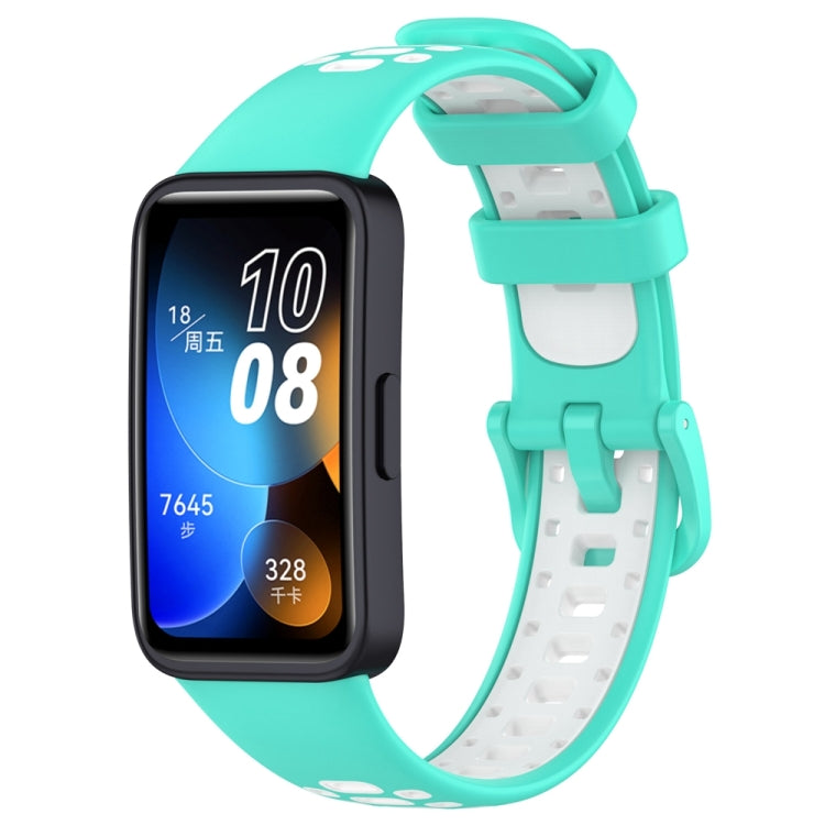 For Huawei Band 8 Two Color Silicone Replacement Watch Band(Cyan White) - Watch Bands by PMC TechLife | Online Shopping South Africa | PMC TechLife