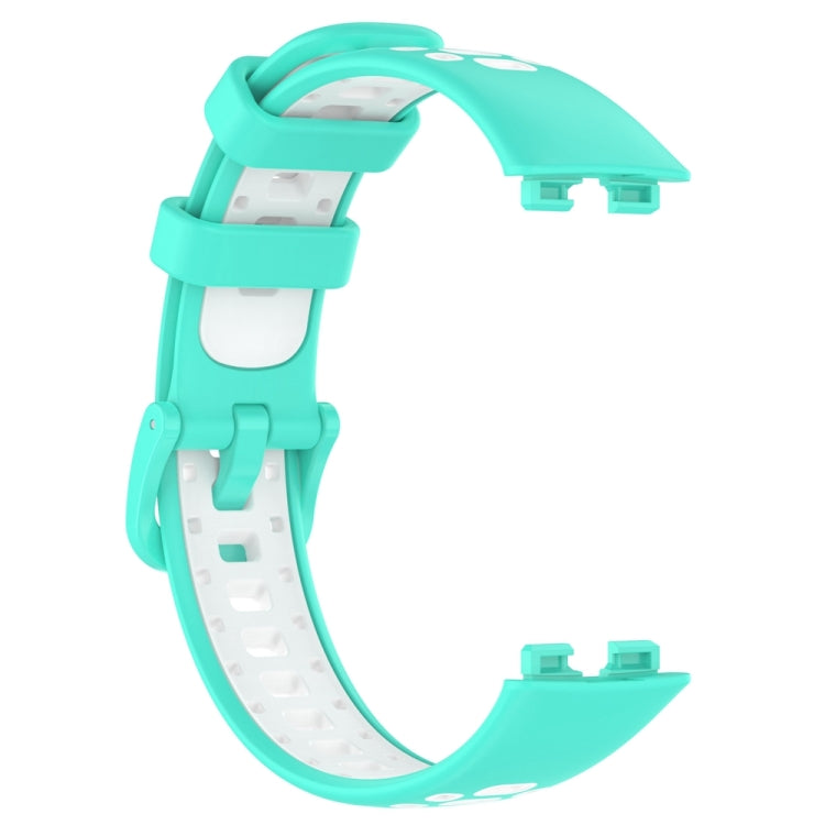 For Huawei Band 8 Two Color Silicone Replacement Watch Band(Cyan White) - Watch Bands by PMC TechLife | Online Shopping South Africa | PMC TechLife