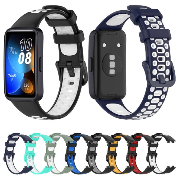 For Huawei Band 8 Two Color Silicone Replacement Watch Band(Black Blue)