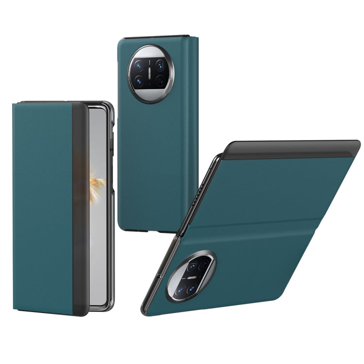For Huawei Mate X3 Litchi Pattern Foldable Side Window View Protective Phone Case(Green) - free shipping - PMC TechLife - Order now!