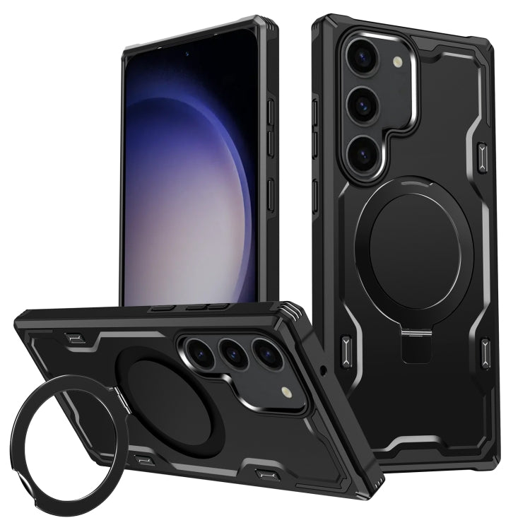 For Samsung Galaxy S23 5G Patronus MagSafe Magnetic Holder Phone Case(Black) - Galaxy S23 5G Cases by PMC TechLife | Online Shopping South Africa | PMC TechLife