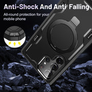 For Samsung Galaxy S23 5G Patronus MagSafe Magnetic Holder Phone Case(Black)