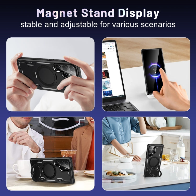 For Samsung Galaxy S23 5G Patronus MagSafe Magnetic Holder Phone Case(Black)