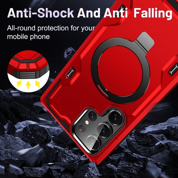 For Samsung Galaxy S23 5G Patronus MagSafe Magnetic Holder Phone Case(Red)