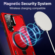 For Samsung Galaxy S23 5G Patronus MagSafe Magnetic Holder Phone Case(Red)