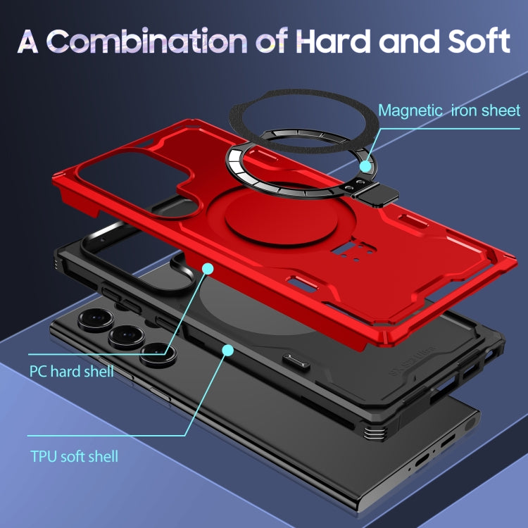 For Samsung Galaxy S23 5G Patronus MagSafe Magnetic Holder Phone Case(Red)