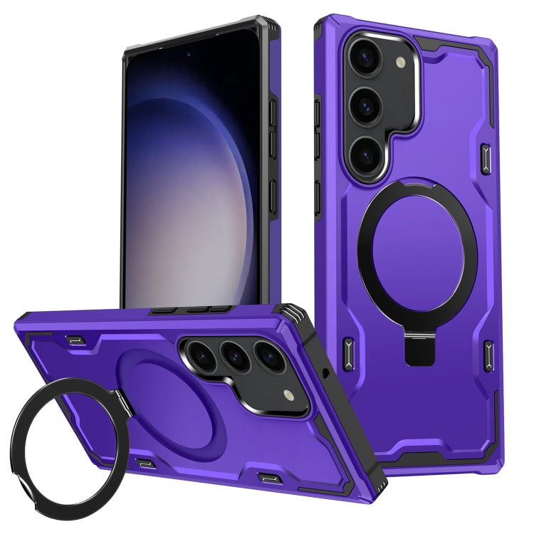 For Samsung Galaxy S23 5G Patronus MagSafe Magnetic Holder Phone Case(Purple) - Galaxy S23 5G Cases by PMC TechLife | Online Shopping South Africa | PMC TechLife