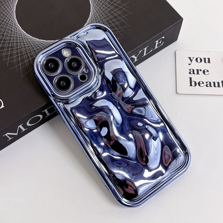 For iPhone 14 Plus Electroplating Meteorite Texture TPU Phone Case(Blue)
