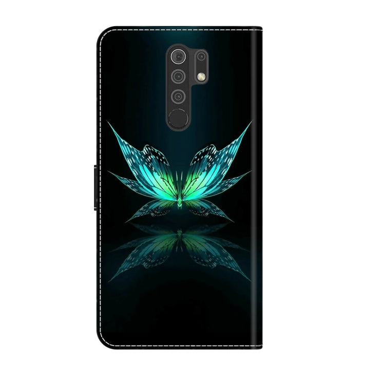 For Xiaomi Redmi 9 Crystal 3D Shockproof Protective Leather Phone Case(Reflection Dutterfly)