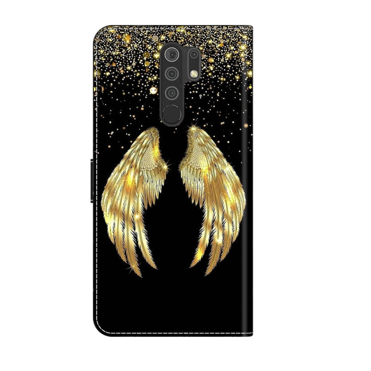 For Xiaomi Redmi 9 Crystal 3D Shockproof Protective Leather Phone Case(Golden Wings)