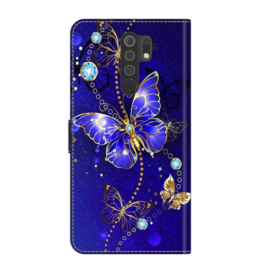 For Xiaomi Redmi 9 Crystal 3D Shockproof Protective Leather Phone Case(Diamond Butterfly)