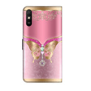 For Xiaomi Redmi 9A Crystal 3D Shockproof Protective Leather Phone Case(Pink Bottom Butterfly)