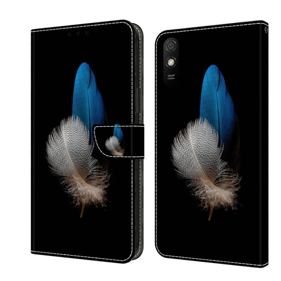 For Xiaomi Redmi 9A Crystal 3D Shockproof Protective Leather Phone Case(Two Branches)