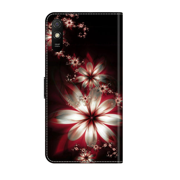 For Xiaomi Redmi 9A Crystal 3D Shockproof Protective Leather Phone Case(Fantastic Flower)