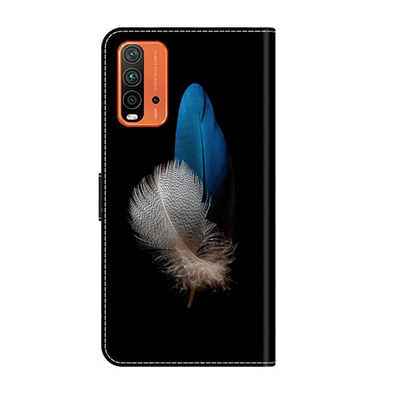 For Xiaomi Redmi 9T Crystal 3D Shockproof Protective Leather Phone Case(Two Branches)
