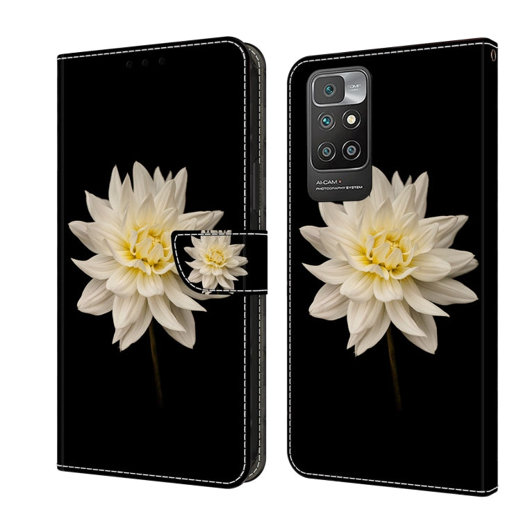 For Xiaomi Redmi 10 Crystal 3D Shockproof Protective Leather Phone Case(White Flower)