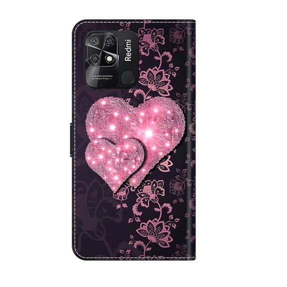For Xiaomi Redmi 10C Crystal 3D Shockproof Protective Leather Phone Case(Lace Love)