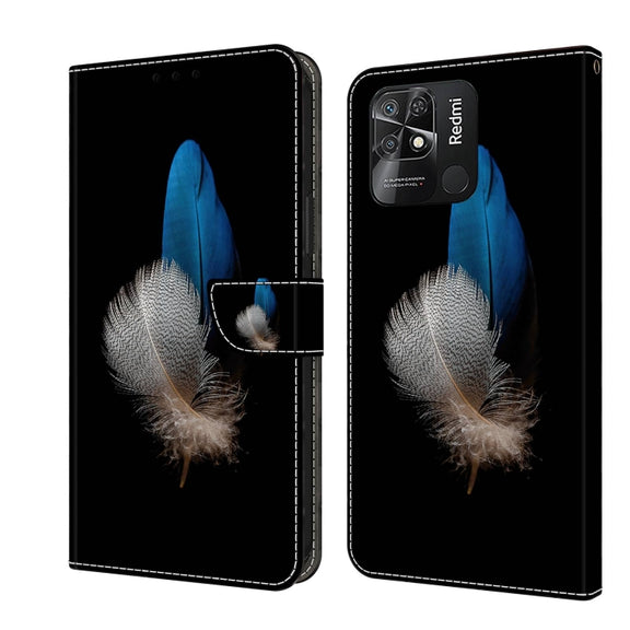 For Xiaomi Redmi 10C Crystal 3D Shockproof Protective Leather Phone Case(Two Branches)