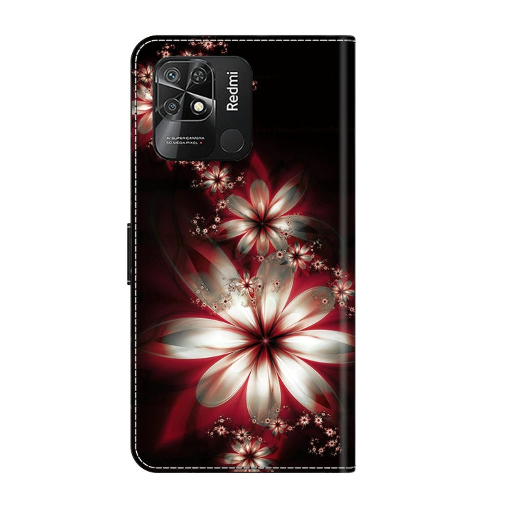 For Xiaomi Redmi 10C Crystal 3D Shockproof Protective Leather Phone Case(Fantastic Flower)
