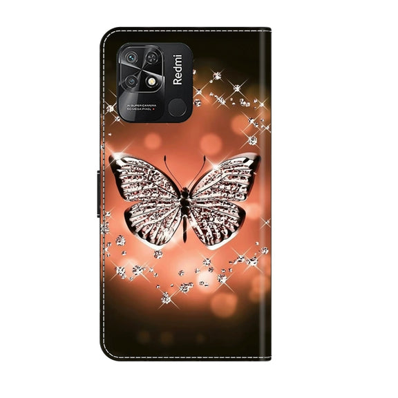 For Xiaomi Redmi 10C Crystal 3D Shockproof Protective Leather Phone Case(Crystal Butterfly)
