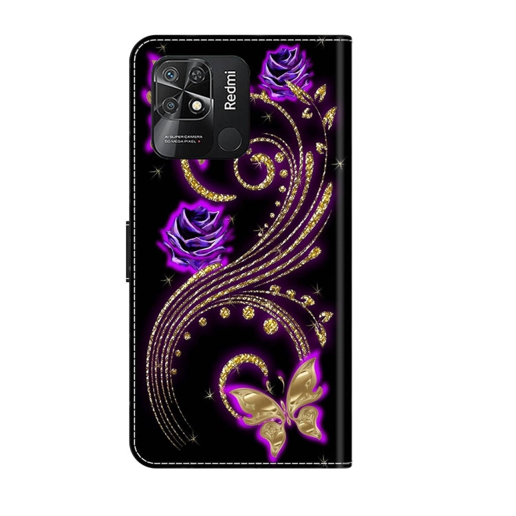 For Xiaomi Redmi 10C Crystal 3D Shockproof Protective Leather Phone Case(Purple Flower Butterfly) - free shipping - PMC TechLife - Order now!