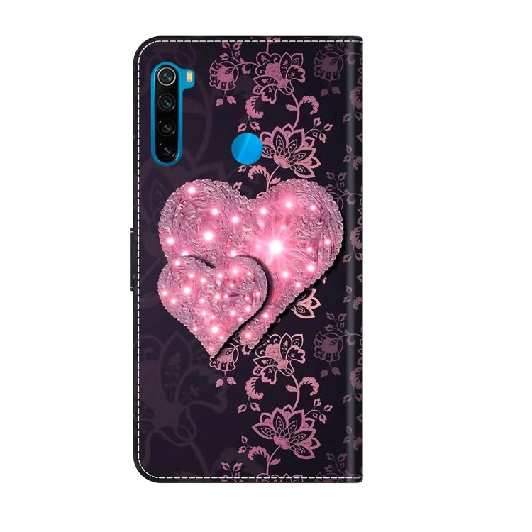For Xiaomi Redmi Note 8T Crystal 3D Shockproof Protective Leather Phone Case(Lace Love)
