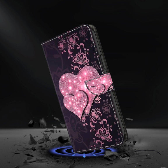 For Xiaomi Redmi Note 8T Crystal 3D Shockproof Protective Leather Phone Case(Lace Love)