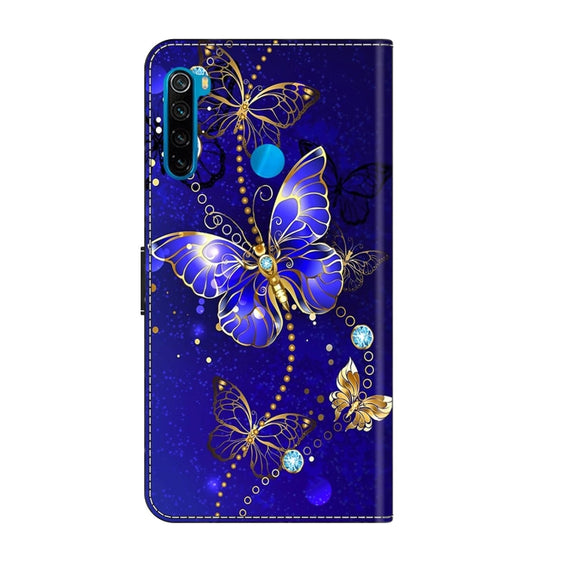 For Xiaomi Redmi Note 8T Crystal 3D Shockproof Protective Leather Phone Case(Diamond Butterfly)