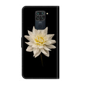 For Xiaomi Redmi Note 9 Crystal 3D Shockproof Protective Leather Phone Case(White Flower)