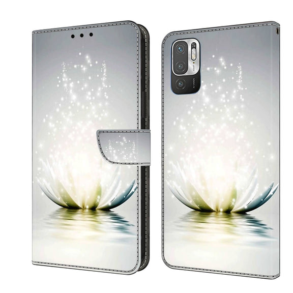 For Xiaomi Redmi Note 10 5G Crystal 3D Shockproof Protective Leather Phone Case(Light Lotus)