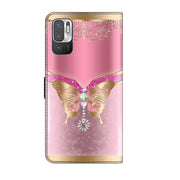 For Xiaomi Redmi Note 10 5G Crystal 3D Shockproof Protective Leather Phone Case(Pink Bottom Butterfly)
