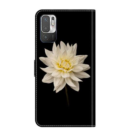 For Xiaomi Redmi Note 10 5G Crystal 3D Shockproof Protective Leather Phone Case(White Flower)