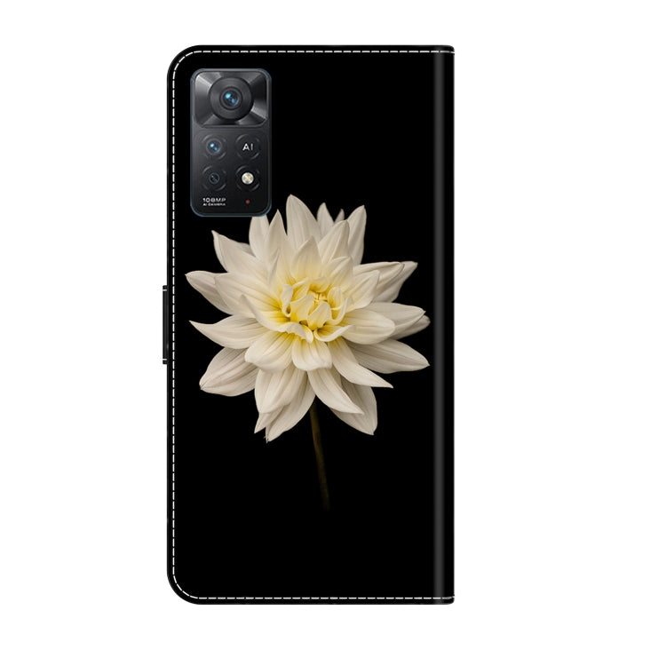 For Xiaomi Redmi Note 11 Pro 5G / 4G Global Crystal 3D Shockproof Protective Leather Phone Case(White Flower)