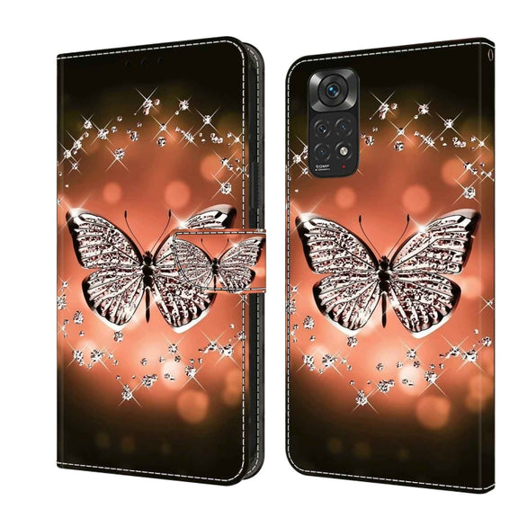 For Xiaomi Redmi Note 11 Global Crystal 3D Shockproof Protective Leather Phone Case(Crystal Butterfly)